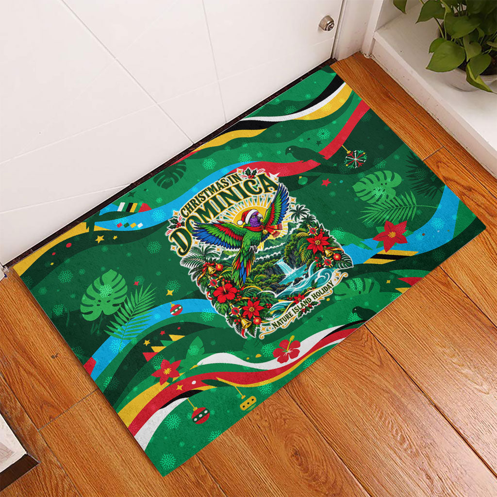 Dominica Sisserou Parrot Christmas Rubber Doormat Nature Island Tropical Botanical Winter Holiday
