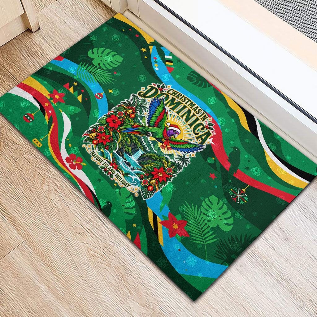 Dominica Sisserou Parrot Christmas Rubber Doormat Nature Island Tropical Botanical Winter Holiday