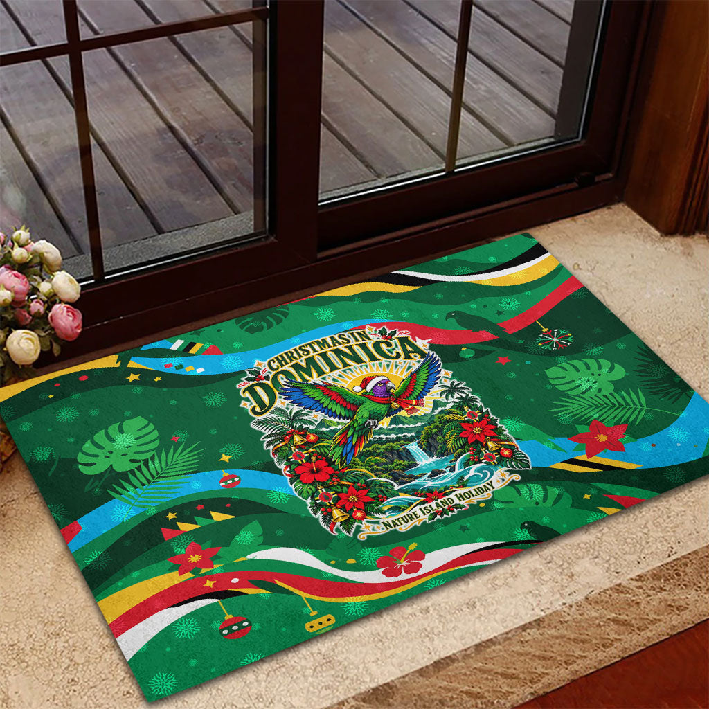 Dominica Sisserou Parrot Christmas Rubber Doormat Nature Island Tropical Botanical Winter Holiday