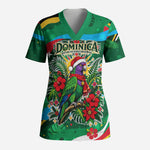 Dominica Sisserou Parrot Christmas Scrub Top Nature Island Tropical Botanical Winter Holiday