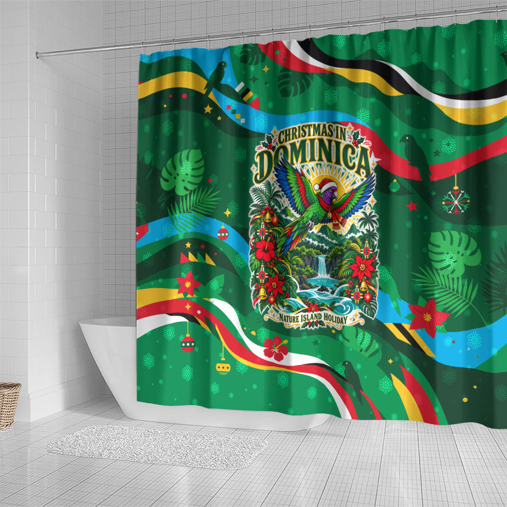 Dominica Sisserou Parrot Christmas Shower Curtain Nature Island Tropical Botanical Winter Holiday