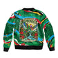 Dominica Sisserou Parrot Christmas Sleeve Zip Bomber Jacket Nature Island Tropical Botanical Winter Holiday