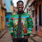 Dominica Sisserou Parrot Christmas Sleeve Zip Bomber Jacket Nature Island Tropical Botanical Winter Holiday