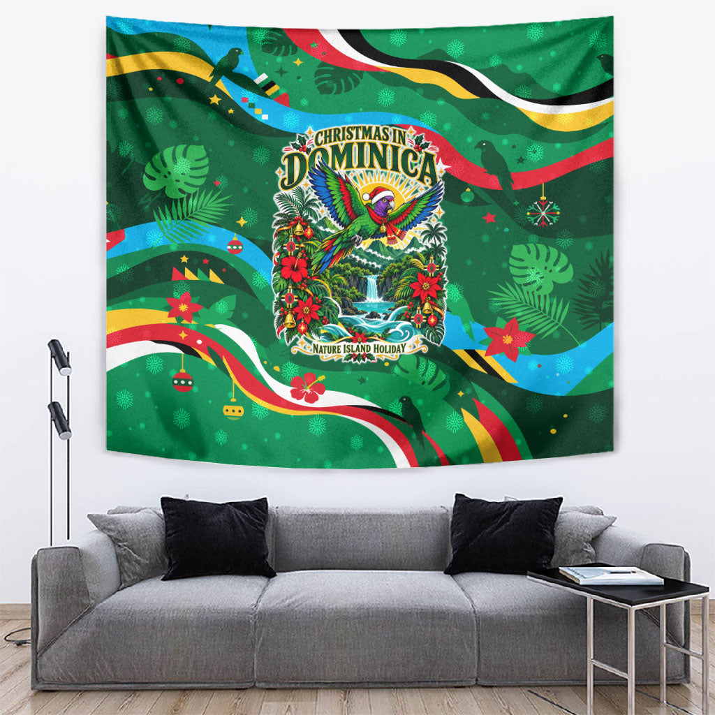 Dominica Sisserou Parrot Christmas Tapestry Nature Island Tropical Botanical Winter Holiday