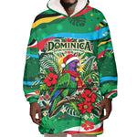 Dominica Sisserou Parrot Christmas Wearable Blanket Hoodie Nature Island Tropical Botanical Winter Holiday