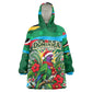 Dominica Sisserou Parrot Christmas Wearable Blanket Hoodie Nature Island Tropical Botanical Winter Holiday