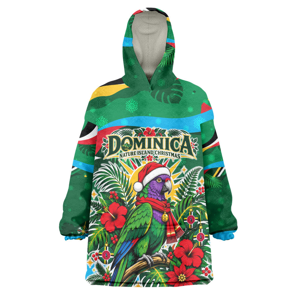 Dominica Sisserou Parrot Christmas Wearable Blanket Hoodie Nature Island Tropical Botanical Winter Holiday