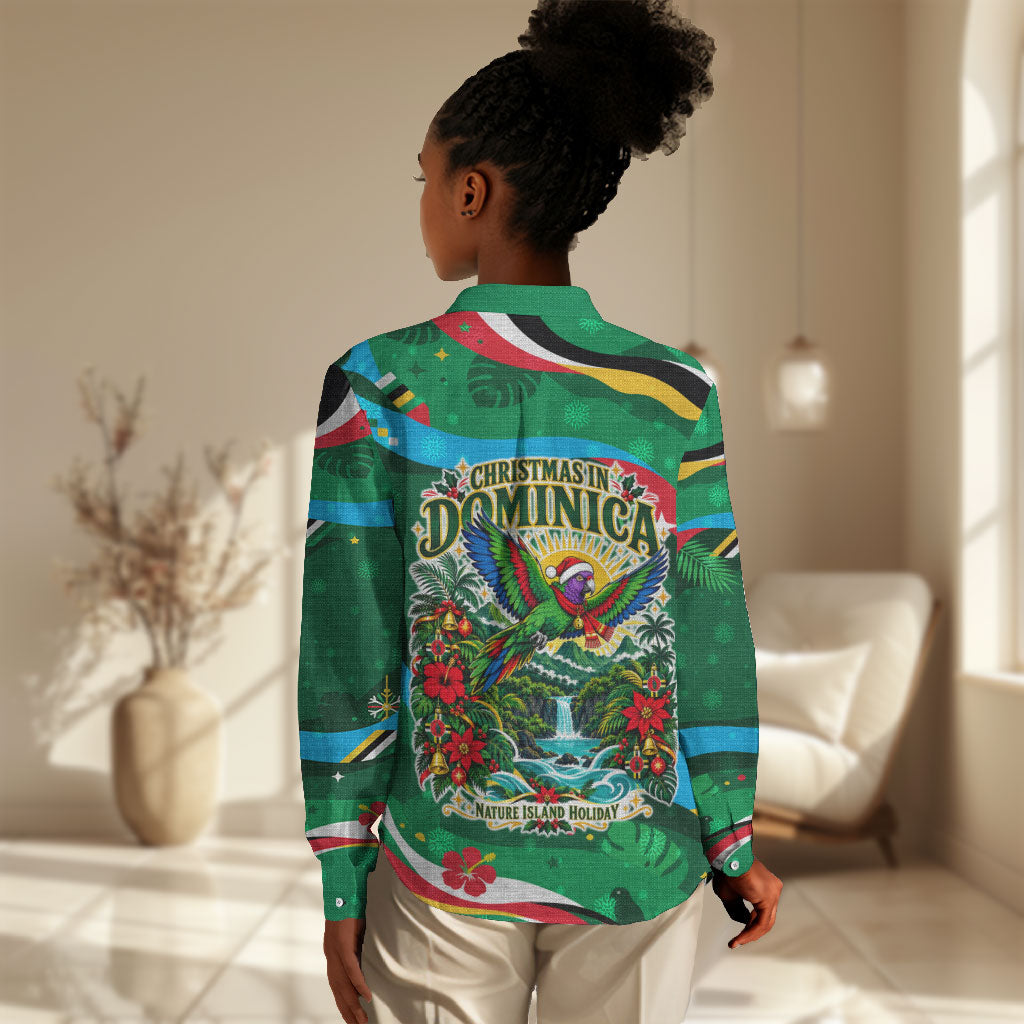 Dominica Sisserou Parrot Christmas Women Casual Shirt Nature Island Tropical Botanical Winter Holiday