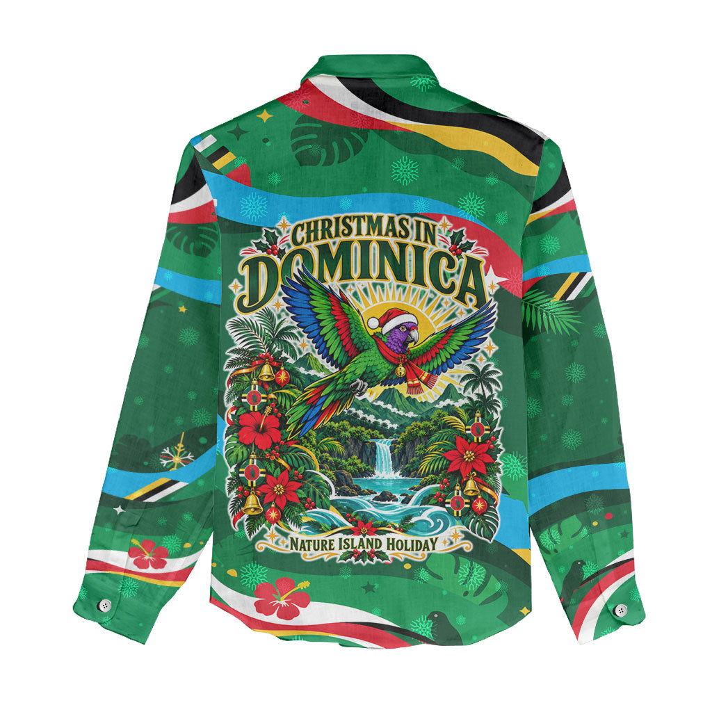 Dominica Sisserou Parrot Christmas Women Casual Shirt Nature Island Tropical Botanical Winter Holiday