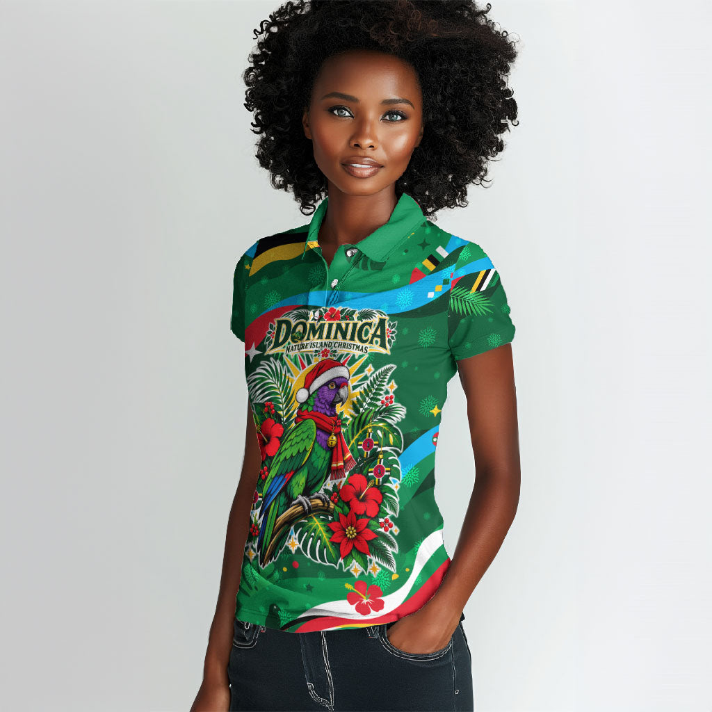 Dominica Sisserou Parrot Christmas Women Polo Shirt Nature Island Tropical Botanical Winter Holiday