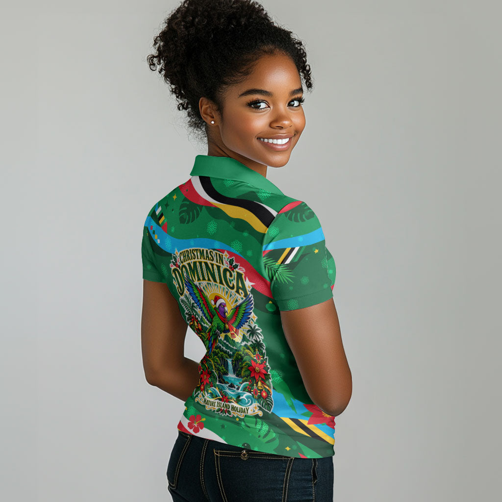 Dominica Sisserou Parrot Christmas Women Polo Shirt Nature Island Tropical Botanical Winter Holiday