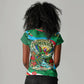 Dominica Sisserou Parrot Christmas Women V-Neck T-Shirt Nature Island Tropical Botanical Winter Holiday