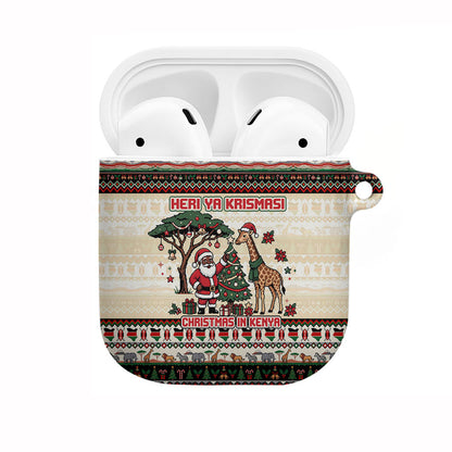 Kenya Christmas Santa Wildlife AirPods Case Heri Ya Krismasi - Elephant Giraffe - Ugly Pixel Art