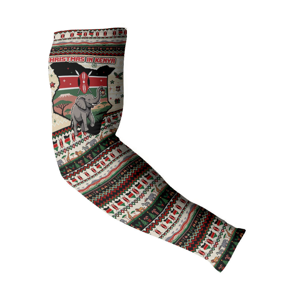 Kenya Christmas Santa Wildlife Arm Sleeves Heri Ya Krismasi - Elephant Giraffe - Ugly Pixel Art