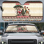 Kenya Christmas Santa Wildlife Auto Sun Shade Heri Ya Krismasi - Elephant Giraffe - Ugly Pixel Art
