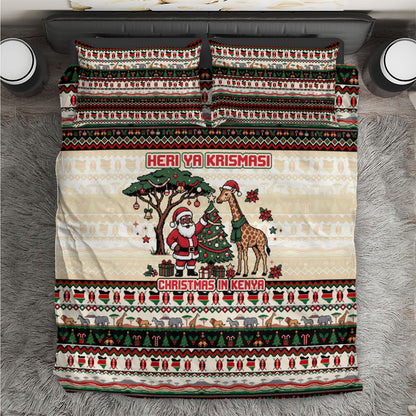 Kenya Christmas Santa Wildlife Bedding Set Heri Ya Krismasi - Elephant Giraffe - Ugly Pixel Art
