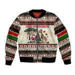 Kenya Christmas Santa Wildlife Bomber Jacket Heri Ya Krismasi - Elephant Giraffe - Ugly Pixel Art