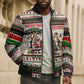 Kenya Christmas Santa Wildlife Bomber Puffer Jacket Heri Ya Krismasi - Elephant Giraffe - Ugly Pixel Art