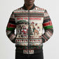Kenya Christmas Santa Wildlife Bomber Puffer Jacket Heri Ya Krismasi - Elephant Giraffe - Ugly Pixel Art