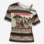Kenya Christmas Santa Wildlife Cross Shoulder Shirt Heri Ya Krismasi - Elephant Giraffe - Ugly Pixel Art