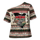 Kenya Christmas Santa Wildlife Cross Shoulder Shirt Heri Ya Krismasi - Elephant Giraffe - Ugly Pixel Art