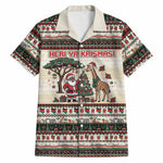 Kenya Christmas Santa Wildlife Hawaiian Shirt Heri Ya Krismasi - Elephant Giraffe - Ugly Pixel Art