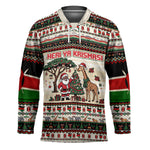 Kenya Christmas Santa Wildlife Hockey Jersey Heri Ya Krismasi - Elephant Giraffe - Ugly Pixel Art