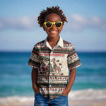 Kenya Christmas Santa Wildlife Kid Hawaiian Shirt Heri Ya Krismasi - Elephant Giraffe - Ugly Pixel Art