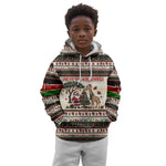 Kenya Christmas Santa Wildlife Kid Hoodie Heri Ya Krismasi - Elephant Giraffe - Ugly Pixel Art