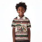 Kenya Christmas Santa Wildlife Kid Polo Shirt Heri Ya Krismasi - Elephant Giraffe - Ugly Pixel Art