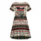 Kenya Christmas Santa Wildlife Kid Short Sleeve Dress Heri Ya Krismasi - Elephant Giraffe - Ugly Pixel Art
