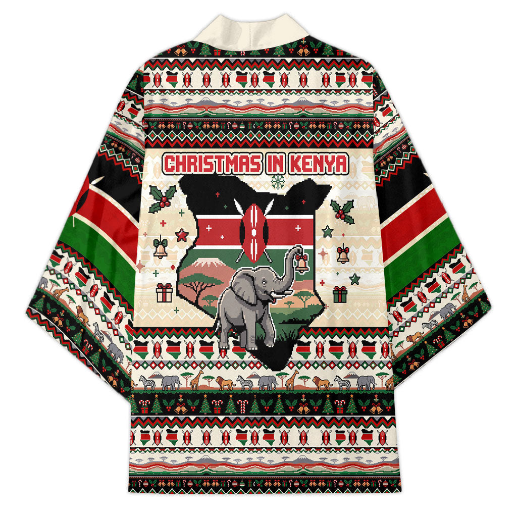 Kenya Christmas Santa Wildlife Kimono Heri Ya Krismasi - Elephant Giraffe - Ugly Pixel Art