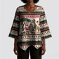 Kenya Christmas Santa Wildlife Kimono Sleeve Blouse Heri Ya Krismasi - Elephant Giraffe - Ugly Pixel Art