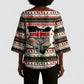 Kenya Christmas Santa Wildlife Kimono Sleeve Blouse Heri Ya Krismasi - Elephant Giraffe - Ugly Pixel Art