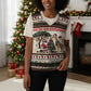 Kenya Christmas Santa Wildlife Christmas Knitted V-Neck Vest Heri Ya Krismasi - Elephant Giraffe - Ugly Pixel Art