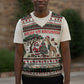 Kenya Christmas Santa Wildlife Christmas Knitted V-Neck Vest Heri Ya Krismasi - Elephant Giraffe - Ugly Pixel Art