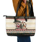 Kenya Christmas Santa Wildlife Leather Tote Bag Heri Ya Krismasi - Elephant Giraffe - Ugly Pixel Art