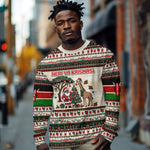 Kenya Christmas Santa Wildlife Long Sleeve Shirt Heri Ya Krismasi - Elephant Giraffe - Ugly Pixel Art