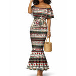 Kenya Christmas Santa Wildlife Mermaid Dress Heri Ya Krismasi - Elephant Giraffe - Ugly Pixel Art