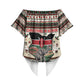 Kenya Christmas Santa Wildlife Off Shoulder Wrap Waist Top Heri Ya Krismasi - Elephant Giraffe - Ugly Pixel Art