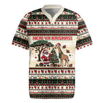 Kenya Christmas Santa Wildlife Rugby Jersey Heri Ya Krismasi - Elephant Giraffe - Ugly Pixel Art