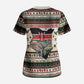 Kenya Christmas Santa Wildlife Scrub Top Heri Ya Krismasi - Elephant Giraffe - Ugly Pixel Art