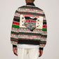 Kenya Christmas Santa Wildlife Sleeve Zip Bomber Jacket Heri Ya Krismasi - Elephant Giraffe - Ugly Pixel Art