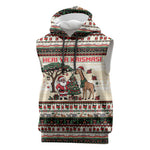 Kenya Christmas Santa Wildlife Sleeveless Hoodie Heri Ya Krismasi - Elephant Giraffe - Ugly Pixel Art