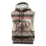 Kenya Christmas Santa Wildlife Sleeveless Zip Hoodie Heri Ya Krismasi - Elephant Giraffe - Ugly Pixel Art