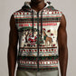 Kenya Christmas Santa Wildlife Sleeveless Zip Hoodie Heri Ya Krismasi - Elephant Giraffe - Ugly Pixel Art