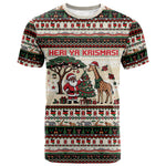 Kenya Christmas Santa Wildlife T shirt Heri Ya Krismasi - Elephant Giraffe - Ugly Pixel Art