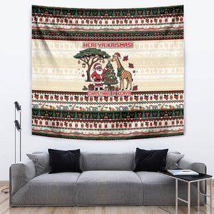 Kenya Christmas Santa Wildlife Tapestry Heri Ya Krismasi - Elephant Giraffe - Ugly Pixel Art
