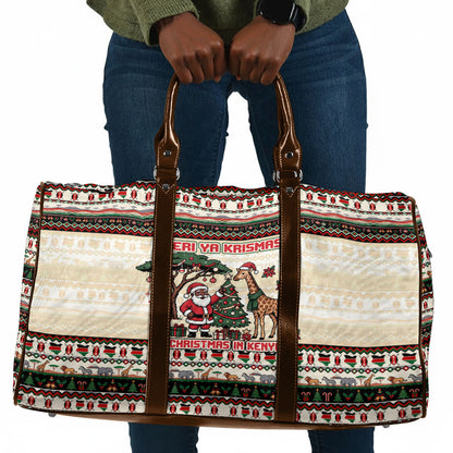Kenya Christmas Santa Wildlife Travel Bag Heri Ya Krismasi - Elephant Giraffe - Ugly Pixel Art