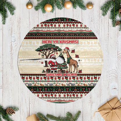 Kenya Christmas Santa Wildlife Tree Skirt Heri Ya Krismasi - Elephant Giraffe - Ugly Pixel Art